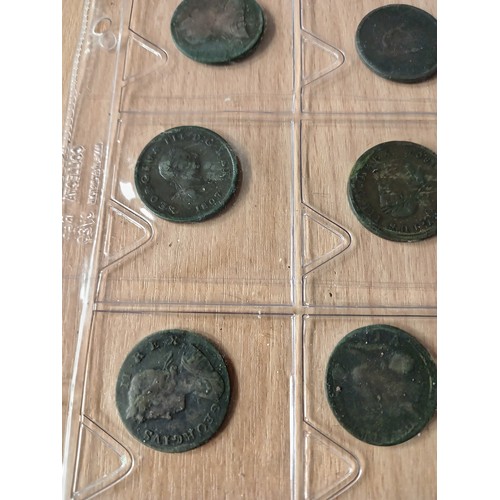 631 - Sleeves of Antique Georgian copper coins  including cartwheel pennies twenty five in total