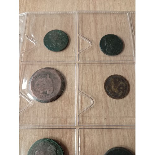 631 - Sleeves of Antique Georgian copper coins  including cartwheel pennies twenty five in total