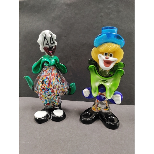 549 - A pair of Marino glass clowns. APX H 21cm x W 11cm