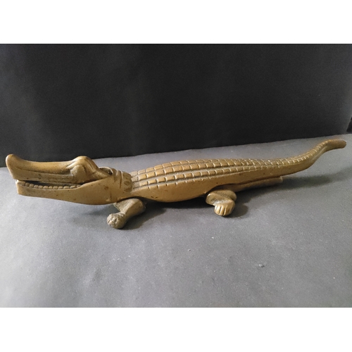 554 - Vintage Solid Brass Crocodile Nutcracker