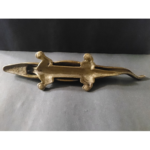 554 - Vintage Solid Brass Crocodile Nutcracker