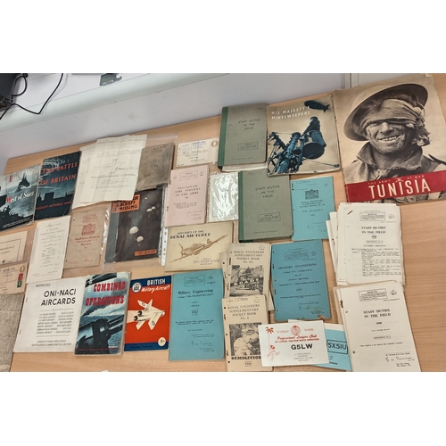 585 - Job lot of vintage 1940's Military Ephemera includes staff duty books, Military engineering Booklets... 