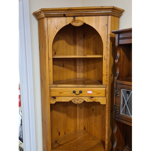 405 - Jaycee antique Pine Corner Dresser with draw and cupboard H192cm xW71cm xD45cm