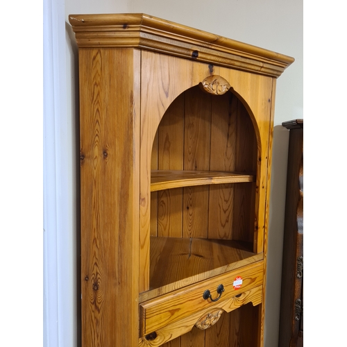 405 - Jaycee antique Pine Corner Dresser with draw and cupboard H192cm xW71cm xD45cm