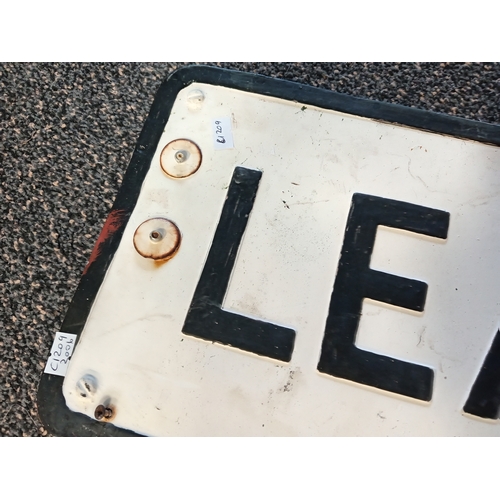 419 - Vintage steel Leaford way road sign H 23cm x 100cm