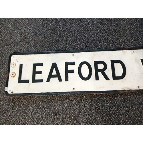 419 - Vintage steel Leaford way road sign H 23cm x 100cm