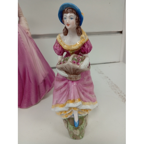 423 - Three Coalport lady figurines includes boxed collectors edition Porcelain Age of elegance 'evening p... 