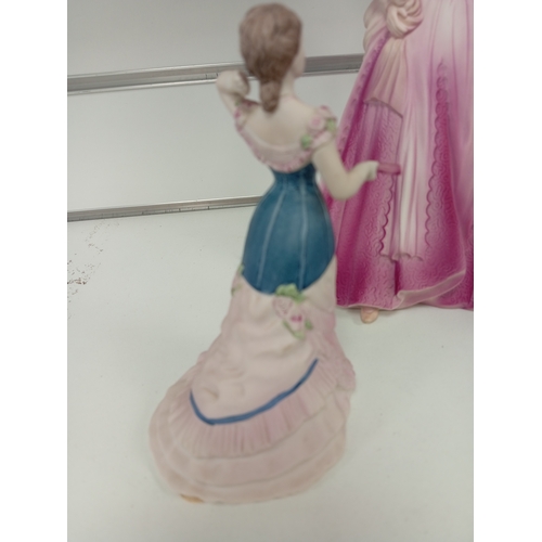 423 - Three Coalport lady figurines includes boxed collectors edition Porcelain Age of elegance 'evening p... 