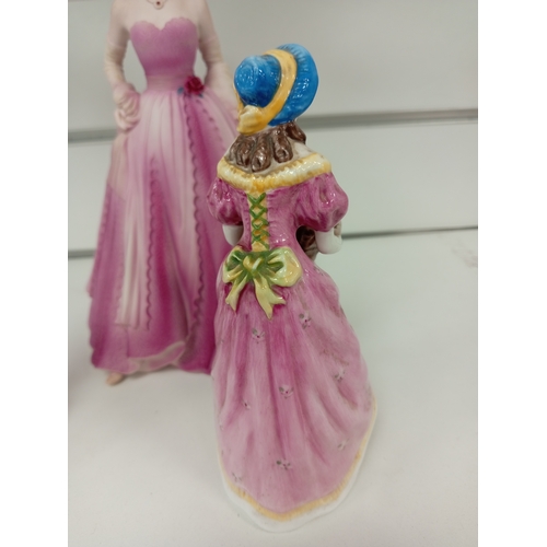 423 - Three Coalport lady figurines includes boxed collectors edition Porcelain Age of elegance 'evening p... 