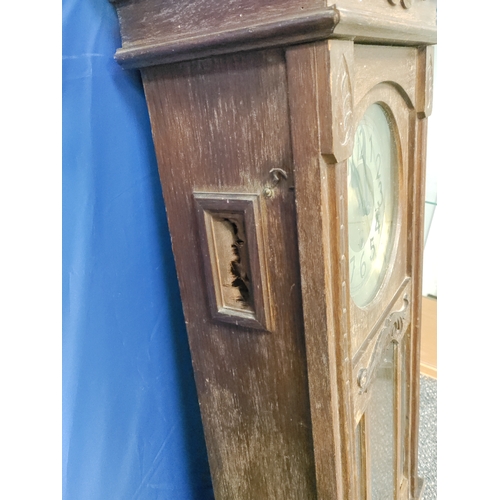 435 - Antique Westminster Glockenspiel 197 wall clock with beveled door glass. Complete with pendulum and ... 