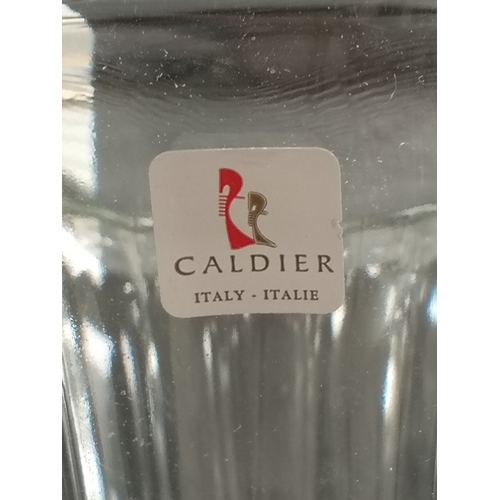 443 - One large Calder Italian glass vase H 30cm x W 23cm and medium cut glass decorative vase H 23cm x W ... 