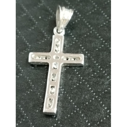 613 - 925 silver and diamanté stone Cross pendant 3cm