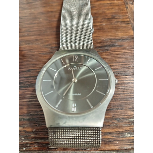 614 - Men's working Skagen Denmark Titanium watch