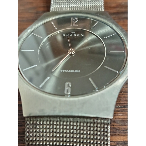 614 - Men's working Skagen Denmark Titanium watch