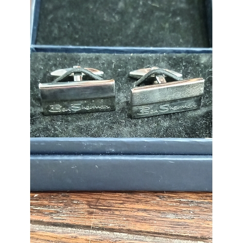 619 - Boxed white metal Ben Sherman cufflinks