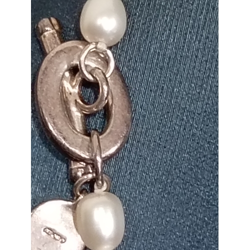 637 - Molly Brown London Freshwater pearl and 925 silver clasped child's necklace 34cm