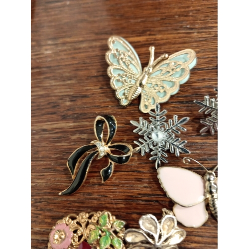 641 - Ten vintage costume brooches