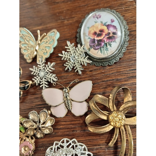 641 - Ten vintage costume brooches