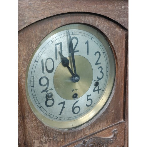 435 - Antique Westminster Glockenspiel 197 wall clock with beveled door glass. Complete with pendulum and ... 