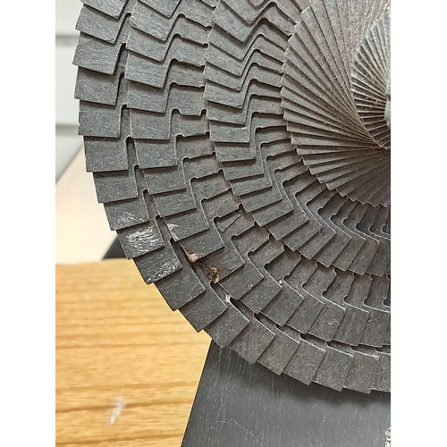 460 - Modern Welsh Slate Decorative Fan Sculpture, H 27.5cm x W 16cm