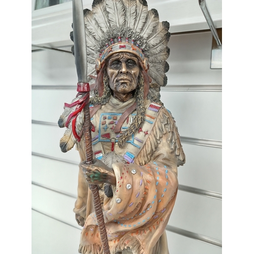 466 - The Leonardo collection large Apache Indian decorative figure slight chip on base H 50cm x W 18cm