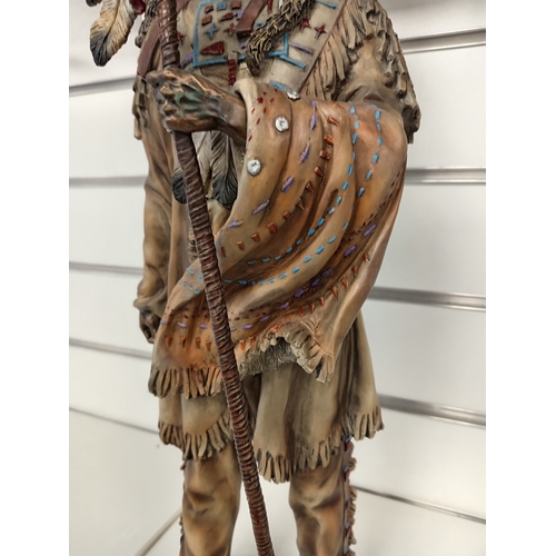 466 - The Leonardo collection large Apache Indian decorative figure slight chip on base H 50cm x W 18cm