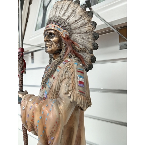 466 - The Leonardo collection large Apache Indian decorative figure slight chip on base H 50cm x W 18cm