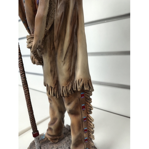 466 - The Leonardo collection large Apache Indian decorative figure slight chip on base H 50cm x W 18cm