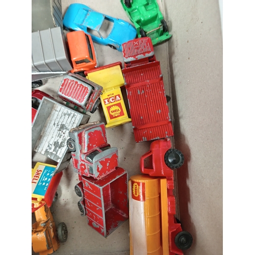 475 - Job lot of vintage toy die cast cars and trucks to include Triang toy ambulance, shell vehicles and ... 