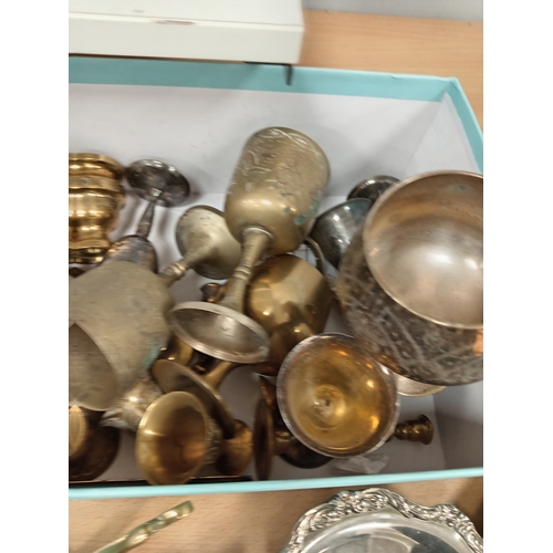 480 - Job lot of brass and silver plated items includes brass rocking horse, brass duck with umbrella, var... 