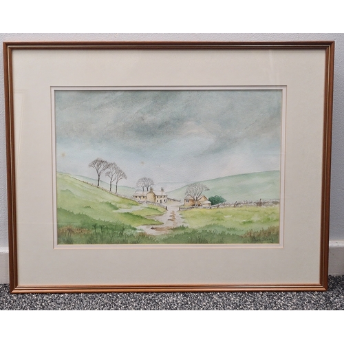 486 - Framed original Watercolour painting Rural Farm in Winter signed Clive Berry. H45cm x 58cm