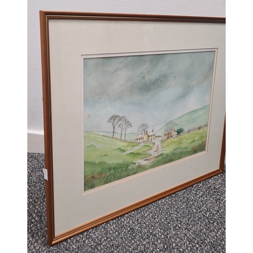 486 - Framed original Watercolour painting Rural Farm in Winter signed Clive Berry. H45cm x 58cm