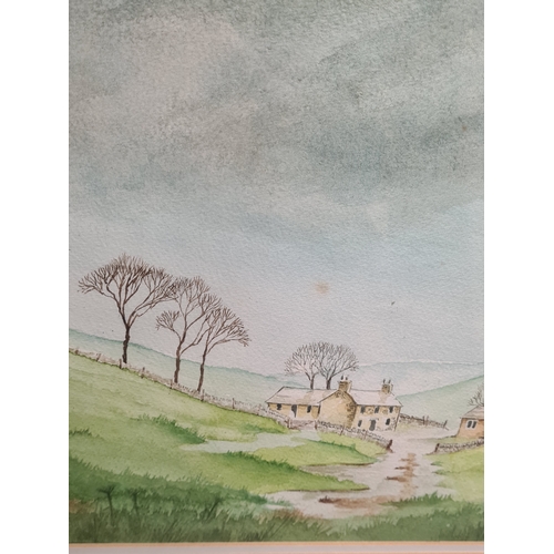 486 - Framed original Watercolour painting Rural Farm in Winter signed Clive Berry. H45cm x 58cm