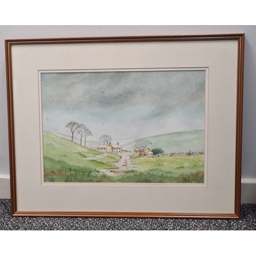 486 - Framed original Watercolour painting Rural Farm in Winter signed Clive Berry. H45cm x 58cm