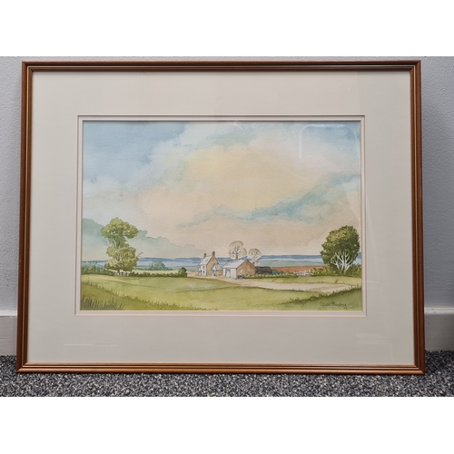 487 - Framed original Watercolour painting Rural Farm in Summer signed Clive Berry. H45cm x 58cm