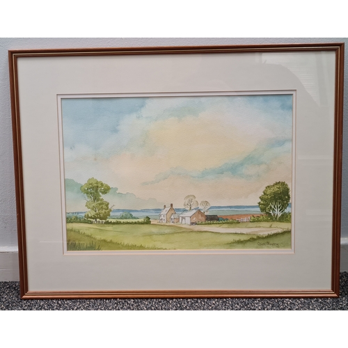 487 - Framed original Watercolour painting Rural Farm in Summer signed Clive Berry. H45cm x 58cm