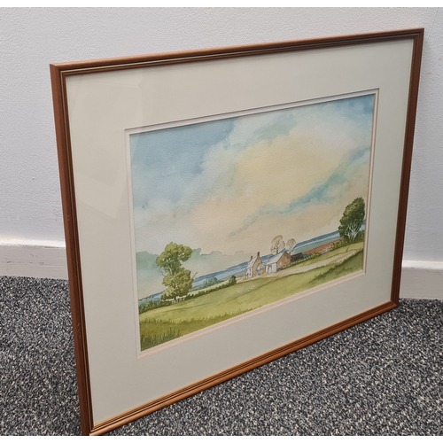 487 - Framed original Watercolour painting Rural Farm in Summer signed Clive Berry. H45cm x 58cm