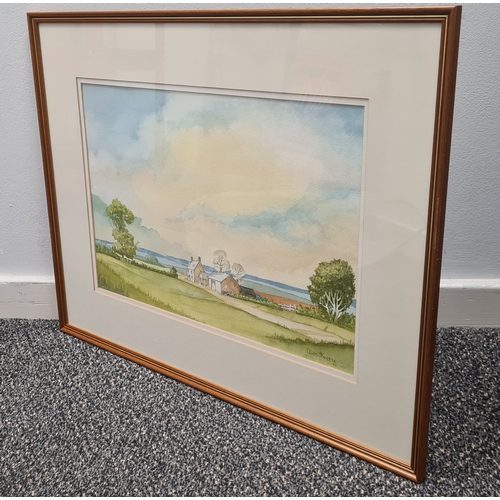 487 - Framed original Watercolour painting Rural Farm in Summer signed Clive Berry. H45cm x 58cm