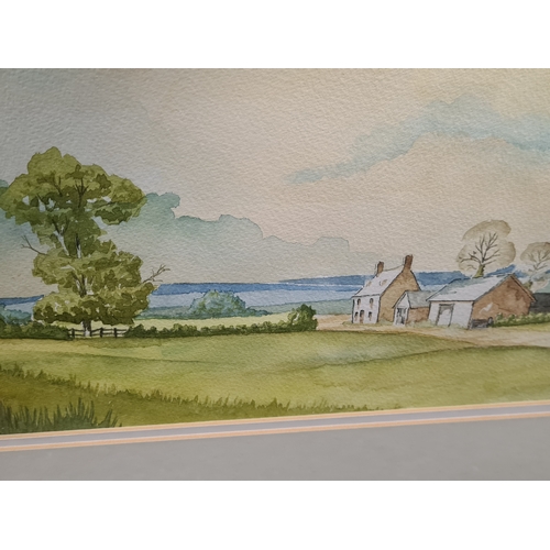 487 - Framed original Watercolour painting Rural Farm in Summer signed Clive Berry. H45cm x 58cm