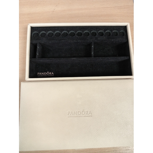 650 - Pandora cream two tier jewellery box H 9cm x W 25cm