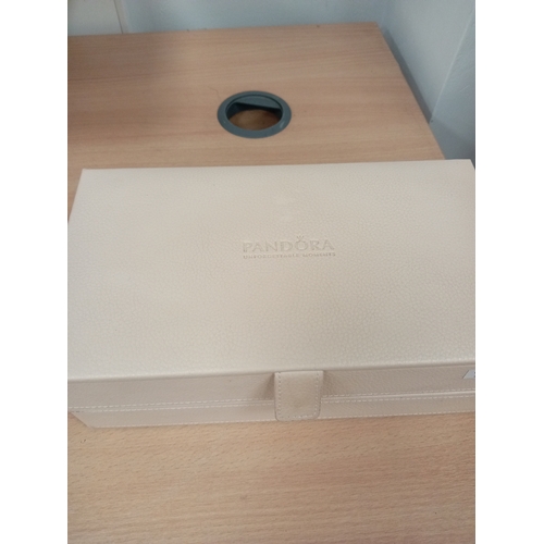 650 - Pandora cream two tier jewellery box H 9cm x W 25cm