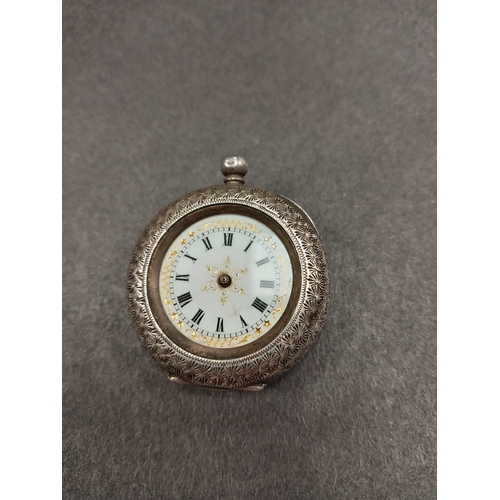 652 - Antique Silver Fob/Pocket Watch . 1908 not working and no glass front