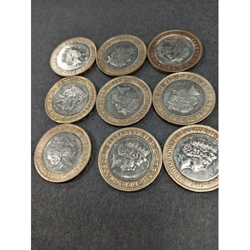 655 - Nine collectable £2 coins £18 total includes London and Rio Olympics, Magna Carta, London Undergroun... 