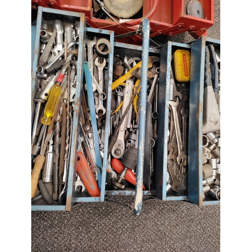 512 - 3 tool boxes of tools includes sockets, spanners, drill bits, polishing attachments and an electric ... 