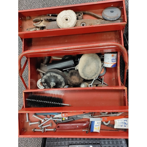 512 - 3 tool boxes of tools includes sockets, spanners, drill bits, polishing attachments and an electric ... 