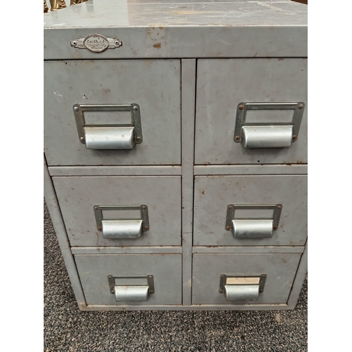 514 - Art metal London industrial steel six drawer storage cabinet H 49cm x W 40cm