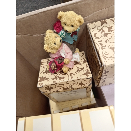 534 - Job lot of vintage collectable Avon lovable teddies ornaments boxed 11 total