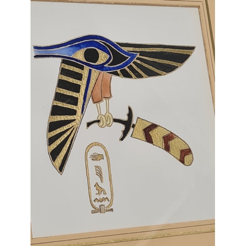 546 - Pair Of Egyptian themed gilt framed original gouache /acrylic paintings. H33cm x 31.5cm