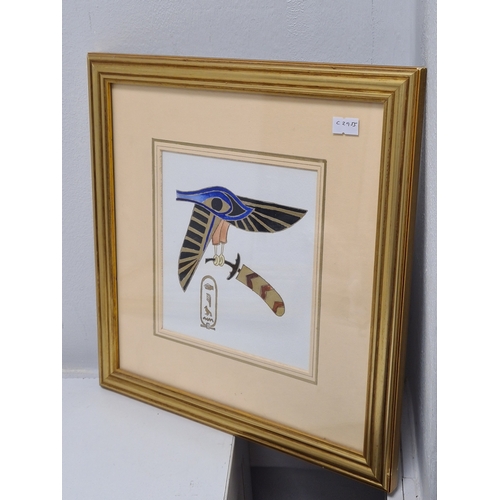 546 - Pair Of Egyptian themed gilt framed original gouache /acrylic paintings. H33cm x 31.5cm