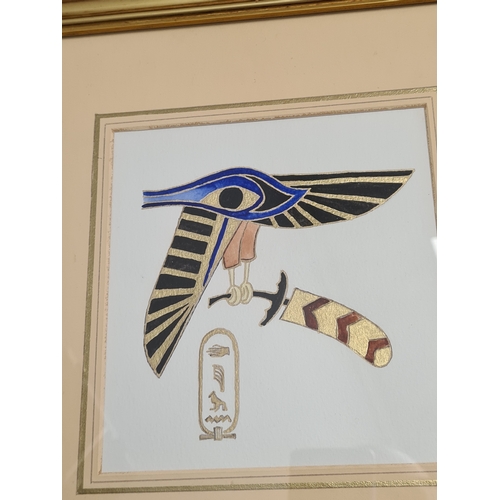 546 - Pair Of Egyptian themed gilt framed original gouache /acrylic paintings. H33cm x 31.5cm